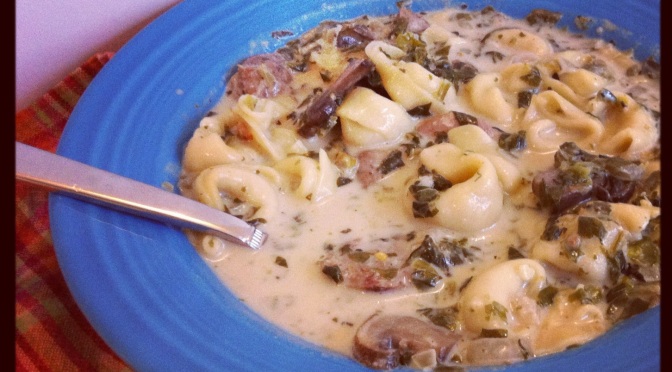 Creamy Tortellini, Sausage and Mushroom Soup