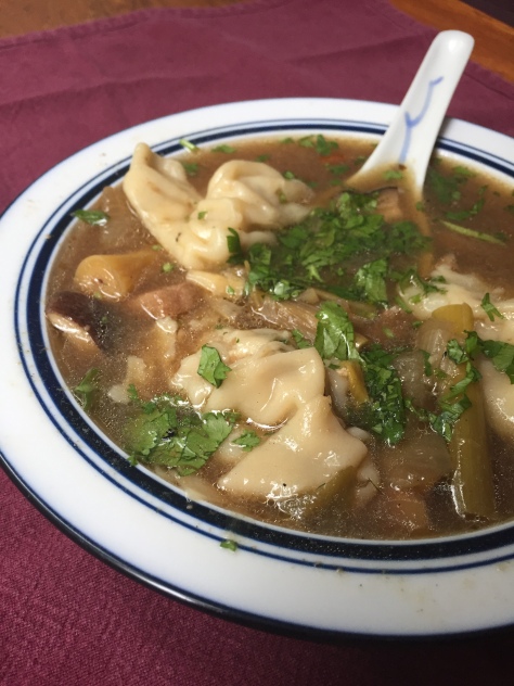 Thai hot pot soup with shrimp & pork wontons | a delicious fusion recipe from Alaskaknitnat.com